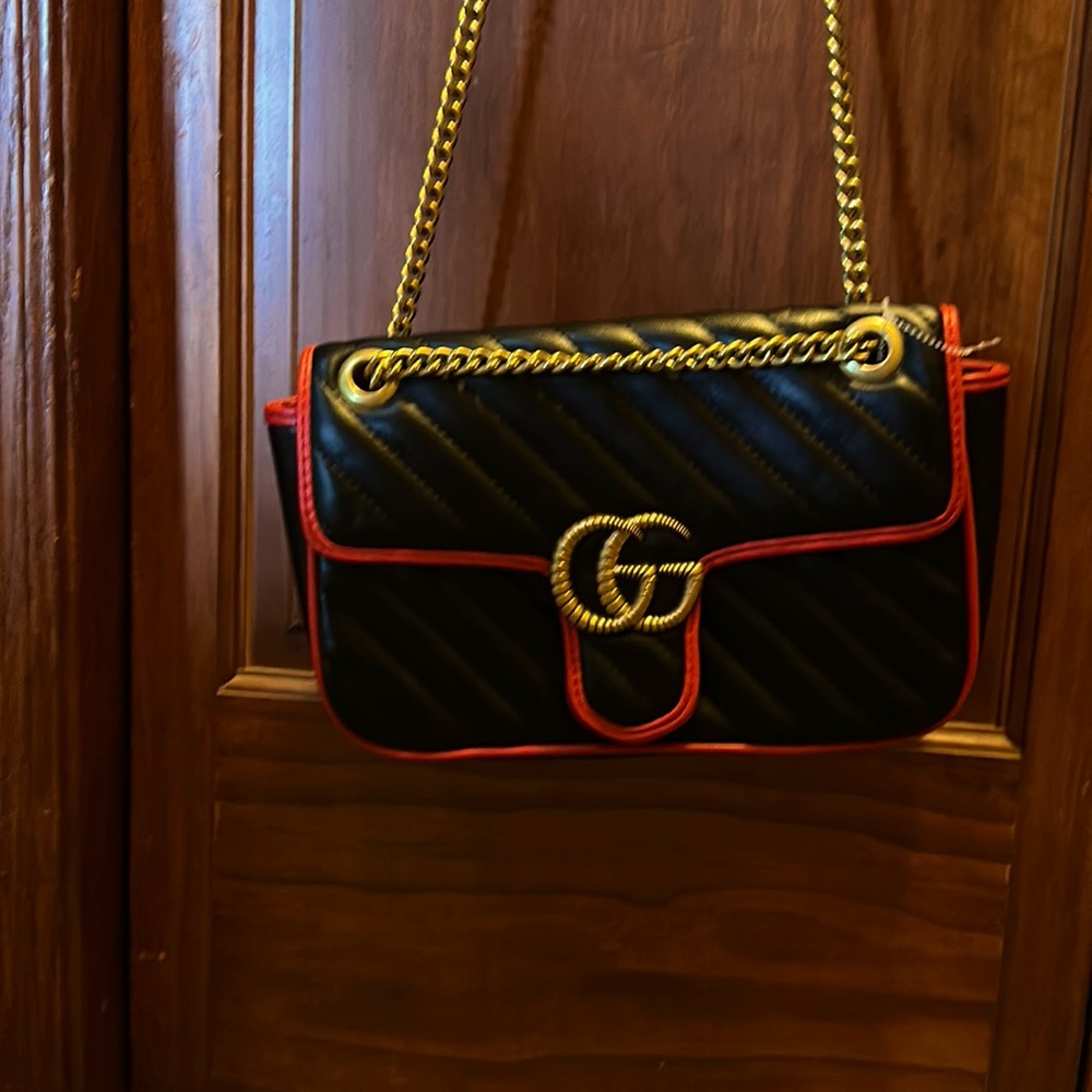 Red and Black GG Marmont Gucci bag